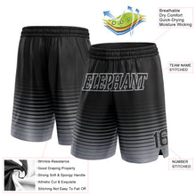 Загрузить изображение в средство просмотра галереи, Custom Black Gray Pinstripe Fade Fashion Authentic Basketball Shorts