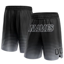 Загрузить изображение в средство просмотра галереи, Custom Black Gray Pinstripe Fade Fashion Authentic Basketball Shorts