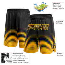 Laden Sie das Bild in den Galerie-Viewer, Custom Black Gold Pinstripe Fade Fashion Authentic Basketball Shorts