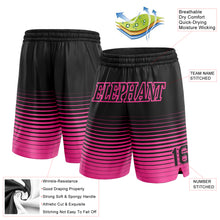 Laden Sie das Bild in den Galerie-Viewer, Custom Black Pink Pinstripe Fade Fashion Authentic Basketball Shorts