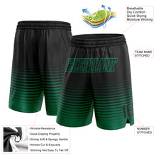 Load image into Gallery viewer, Custom Black Kelly Green Pinstripe Fade Fashion Authentic Basketball Shorts
