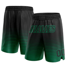 Load image into Gallery viewer, Custom Black Kelly Green Pinstripe Fade Fashion Authentic Basketball Shorts