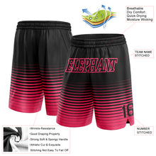 Laden Sie das Bild in den Galerie-Viewer, Custom Black Neon Pink Pinstripe Fade Fashion Authentic Basketball Shorts