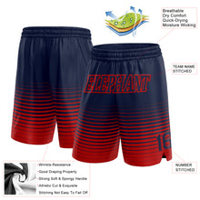 Charger l'image dans la galerie, Custom Navy Red Pinstripe Fade Fashion Authentic Basketball Shorts