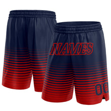 Charger l'image dans la galerie, Custom Navy Red Pinstripe Fade Fashion Authentic Basketball Shorts