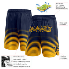Загрузить изображение в средство просмотра галереи, Custom Navy Gold Pinstripe Fade Fashion Authentic Basketball Shorts