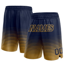 Загрузить изображение в средство просмотра галереи, Custom Navy Old Gold Pinstripe Fade Fashion Authentic Basketball Shorts