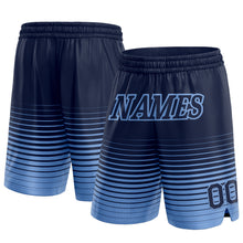 Загрузить изображение в средство просмотра галереи, Custom Navy Light Blue Pinstripe Fade Fashion Authentic Basketball Shorts