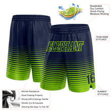 Загрузить изображение в средство просмотра галереи, Custom Navy Neon Green Pinstripe Fade Fashion Authentic Basketball Shorts
