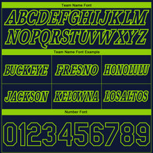 Загрузить изображение в средство просмотра галереи, Custom Navy Neon Green Pinstripe Fade Fashion Authentic Basketball Shorts