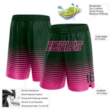Загрузить изображение в средство просмотра галереи, Custom Green Pink Pinstripe Fade Fashion Authentic Basketball Shorts