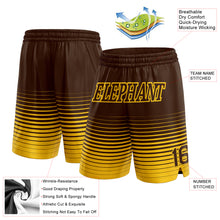 Загрузить изображение в средство просмотра галереи, Custom Brown Yellow Pinstripe Fade Fashion Authentic Basketball Shorts