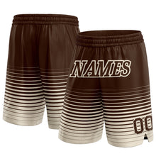 Загрузить изображение в средство просмотра галереи, Custom Brown Cream Pinstripe Fade Fashion Authentic Basketball Shorts