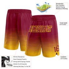 Загрузить изображение в средство просмотра галереи, Custom Maroon Yellow Pinstripe Fade Fashion Authentic Basketball Shorts