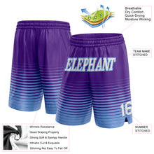 Загрузить изображение в средство просмотра галереи, Custom Purple White-Light Blue Pinstripe Fade Fashion Authentic Basketball Shorts