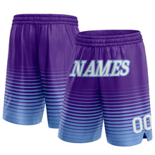 Загрузить изображение в средство просмотра галереи, Custom Purple White-Light Blue Pinstripe Fade Fashion Authentic Basketball Shorts