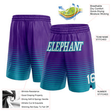 Загрузить изображение в средство просмотра галереи, Custom Purple White-Teal Pinstripe Fade Fashion Authentic Basketball Shorts