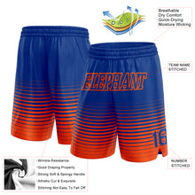 Загрузить изображение в средство просмотра галереи, Custom Royal Orange Pinstripe Fade Fashion Authentic Basketball Shorts