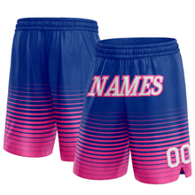 Загрузить изображение в средство просмотра галереи, Custom Royal White-Pink Pinstripe Fade Fashion Authentic Basketball Shorts