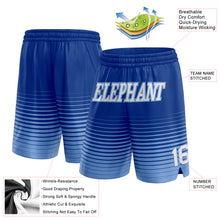 Загрузить изображение в средство просмотра галереи, Custom Royal White-Light Blue Pinstripe Fade Fashion Authentic Basketball Shorts
