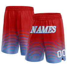 Загрузить изображение в средство просмотра галереи, Custom Red White-Light Blue Pinstripe Fade Fashion Authentic Basketball Shorts