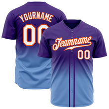 Загрузить изображение в средство просмотра галереи, Custom Purple White Light Blue-Orange Authentic Fade Fashion Baseball Jersey