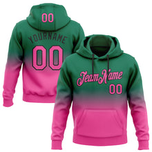Load image into Gallery viewer, Custom Stitched Kelly Green Pink-Black Fade Fashion Sports Pullover Sweatshirt Hoodie