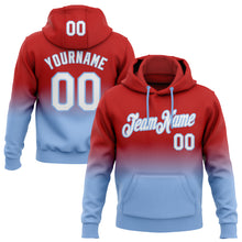 Charger l'image dans la galerie, Custom Stitched Red White-Light Blue Fade Fashion Sports Pullover Sweatshirt Hoodie
