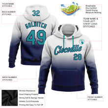 Load image into Gallery viewer, Custom Stitched White Teal-Navy Fade Fashion Sports Pullover Sweatshirt Hoodie