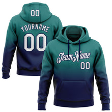 Load image into Gallery viewer, Custom Stitched Teal White-Navy Fade Fashion Sports Pullover Sweatshirt Hoodie