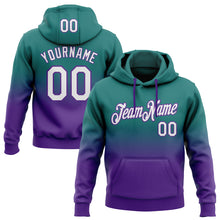 Load image into Gallery viewer, Custom Stitched Teal White-Purple Fade Fashion Sports Pullover Sweatshirt Hoodie