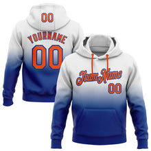 Load image into Gallery viewer, Custom Stitched White Orange-Royal Fade Fashion Sports Pullover Sweatshirt Hoodie