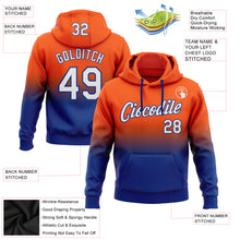 Load image into Gallery viewer, Custom Stitched Orange White-Royal Fade Fashion Sports Pullover Sweatshirt Hoodie