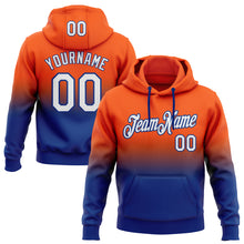 Load image into Gallery viewer, Custom Stitched Orange White-Royal Fade Fashion Sports Pullover Sweatshirt Hoodie