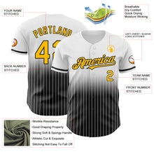 Load image into Gallery viewer, Custom White Pinstripe Gold-Black Authentic Fade Fashion Baseball Jersey