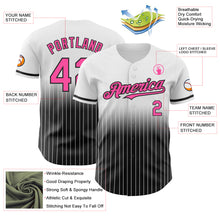 Load image into Gallery viewer, Custom White Pinstripe Pink-Black Authentic Fade Fashion Baseball Jersey