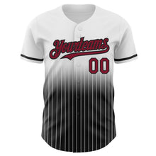 Load image into Gallery viewer, Custom White Pinstripe Crimson-Black Authentic Fade Fashion Baseball Jersey