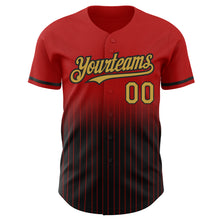 Charger l'image dans la galerie, Custom Red Pinstripe Old Gold-Black Authentic Fade Fashion Baseball Jersey