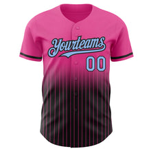 Загрузить изображение в средство просмотра галереи, Custom Pink Pinstripe Light Blue-Black Authentic Fade Fashion Baseball Jersey