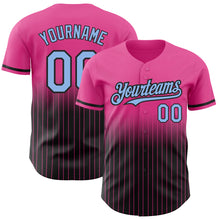 Загрузить изображение в средство просмотра галереи, Custom Pink Pinstripe Light Blue-Black Authentic Fade Fashion Baseball Jersey