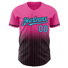 Загрузить изображение в средство просмотра галереи, Custom Pink Pinstripe Sky Blue-Black Authentic Fade Fashion Baseball Jersey