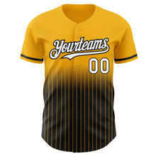 Загрузить изображение в средство просмотра галереи, Custom Gold Pinstripe White-Black Authentic Fade Fashion Baseball Jersey