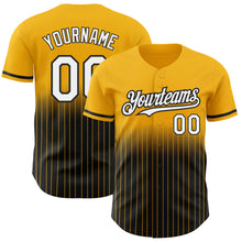 Загрузить изображение в средство просмотра галереи, Custom Gold Pinstripe White-Black Authentic Fade Fashion Baseball Jersey
