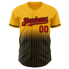 Загрузить изображение в средство просмотра галереи, Custom Gold Pinstripe Red-Black Authentic Fade Fashion Baseball Jersey