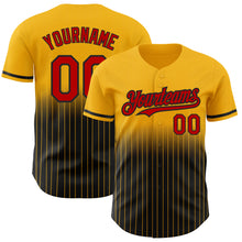 Загрузить изображение в средство просмотра галереи, Custom Gold Pinstripe Red-Black Authentic Fade Fashion Baseball Jersey