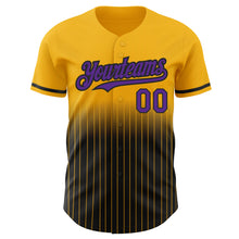 Загрузить изображение в средство просмотра галереи, Custom Gold Pinstripe Purple-Black Authentic Fade Fashion Baseball Jersey
