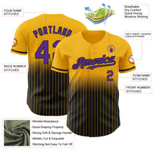 Загрузить изображение в средство просмотра галереи, Custom Gold Pinstripe Purple-Black Authentic Fade Fashion Baseball Jersey