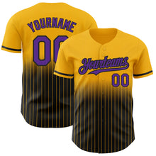 Загрузить изображение в средство просмотра галереи, Custom Gold Pinstripe Purple-Black Authentic Fade Fashion Baseball Jersey