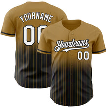 Загрузить изображение в средство просмотра галереи, Custom Old Gold Pinstripe White-Black Authentic Fade Fashion Baseball Jersey