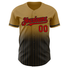 Загрузить изображение в средство просмотра галереи, Custom Old Gold Pinstripe Red-Black Authentic Fade Fashion Baseball Jersey